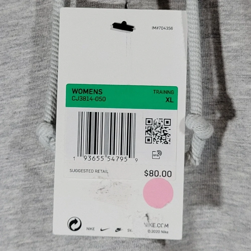 Nike Yoga‎ Women's Dri-Fit Gray Cropped Hoodie Sweatshirt Training XL